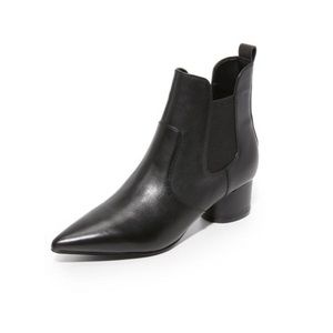 KENDALL+KYLIE black leather pointy toe heel bootie